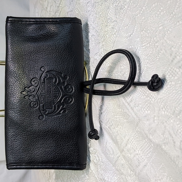 Harley-Davidson Handbags - Harley-Davidson Black Pebbled Leather Jewelry & Accessory Travel Roll, Thong Tie